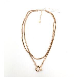 Panacea Women's Gold Plated Double Layer Charm Necklace with Lobster Clasp